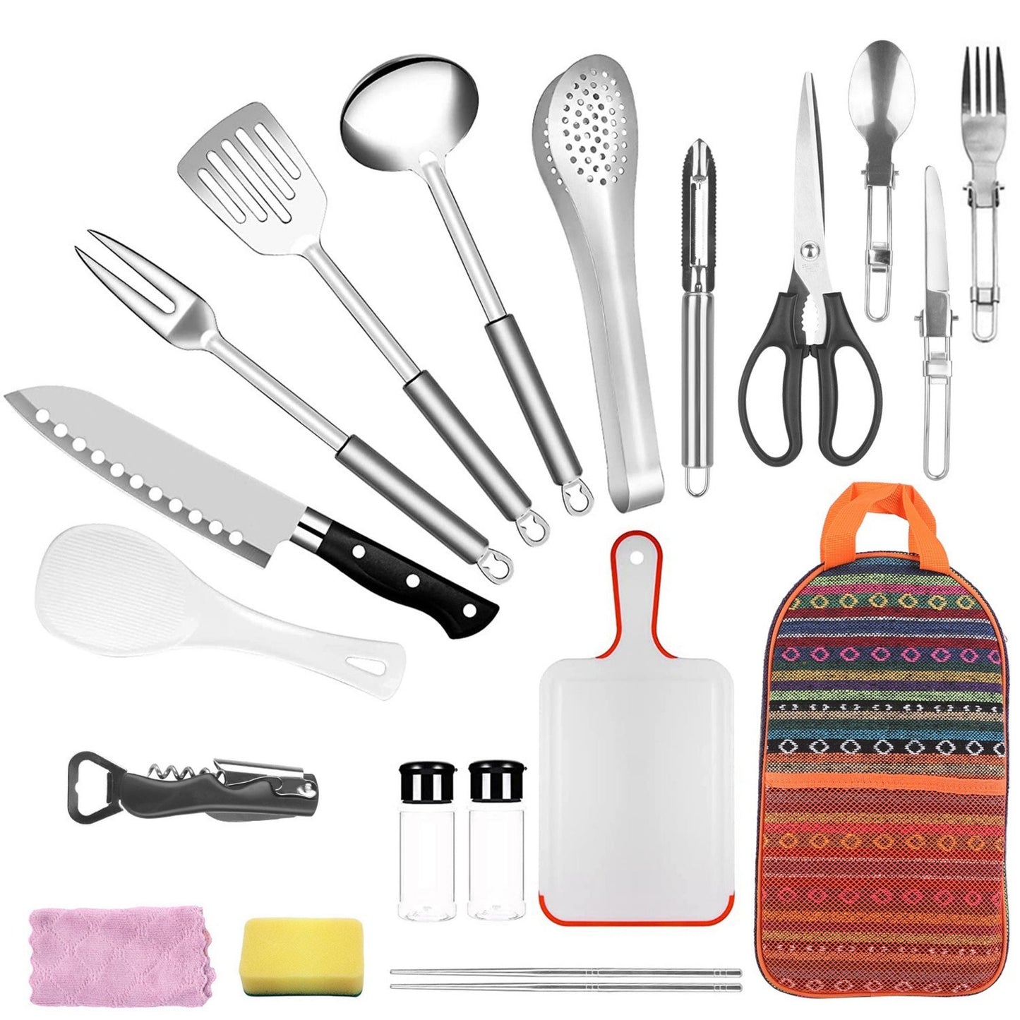 Camping Cookware Set 19 Pieces Portable Outdoor Kitchen Kit