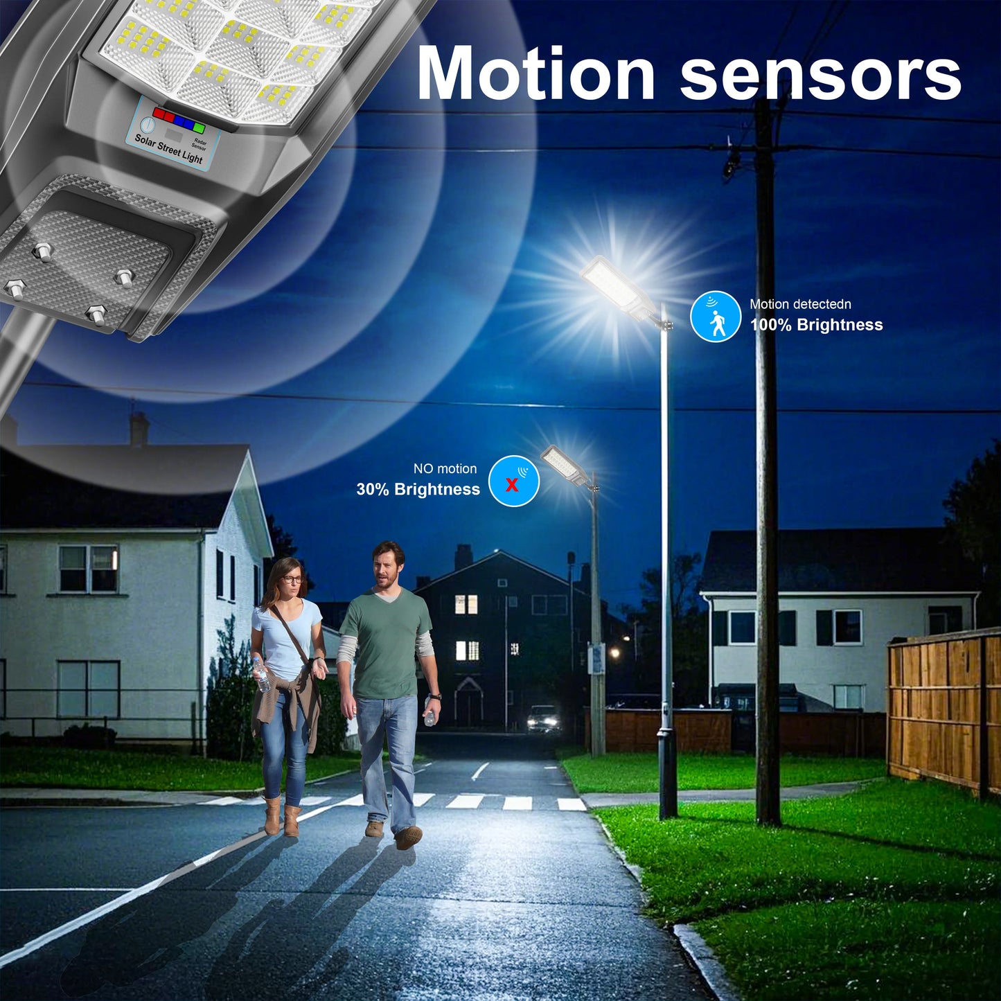 2 outdoor waterproof solar lights in local warehouse, with motion sensor, timer, constant-on mode, for yard, parking lot, IP65