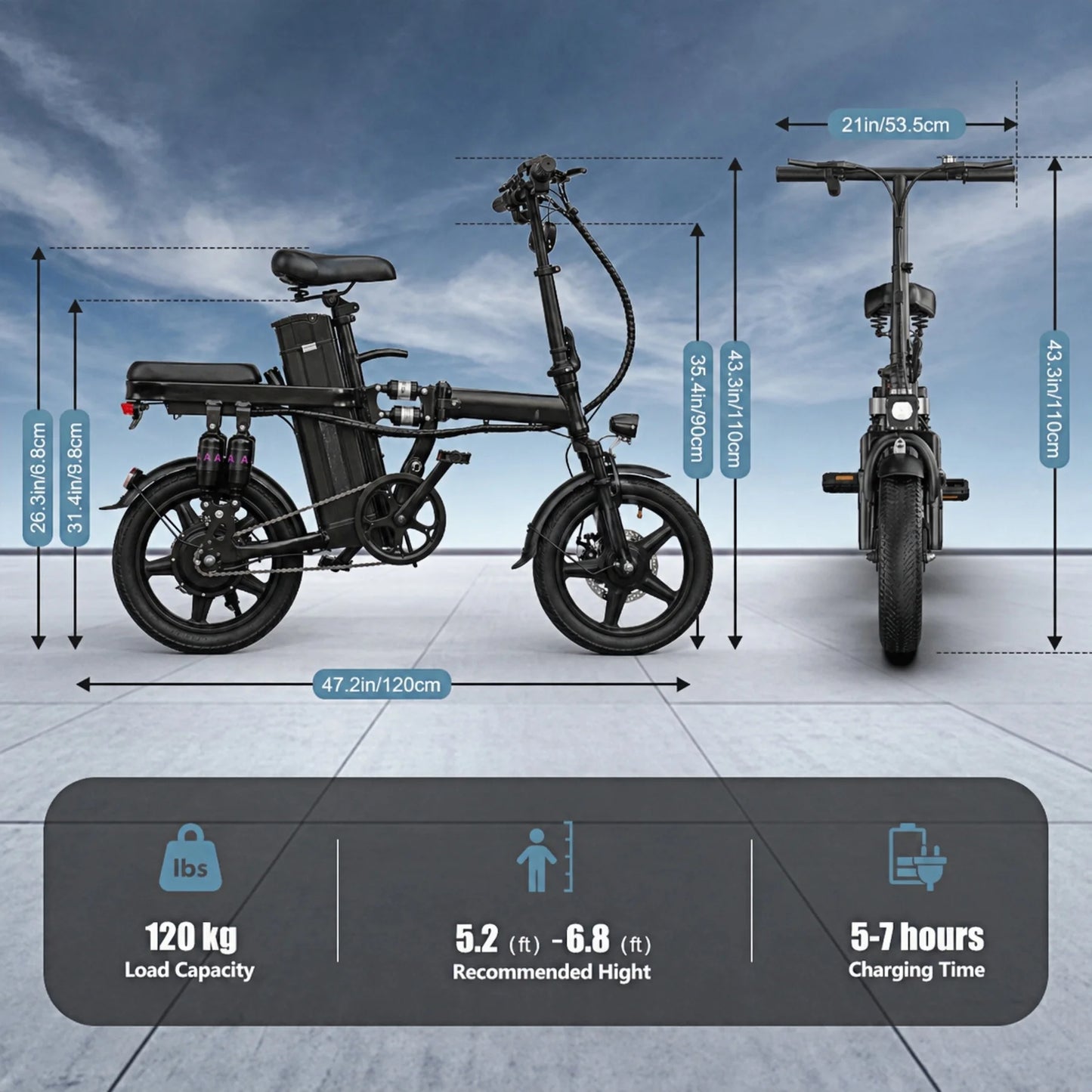 Foldable Electric Bicycle With 500W Motor And 8 Shock Absorbers