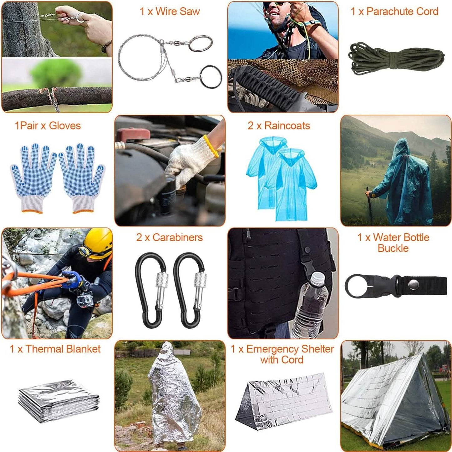 Emergency Survival Gear Tactical Kit For Outdoor Adventure