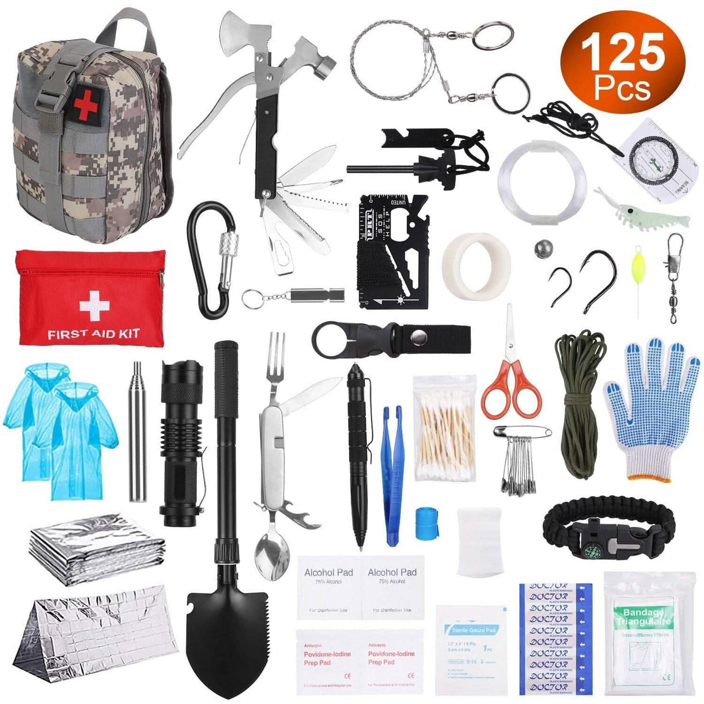 Emergency Survival Gear Tactical Kit For Outdoor Adventure