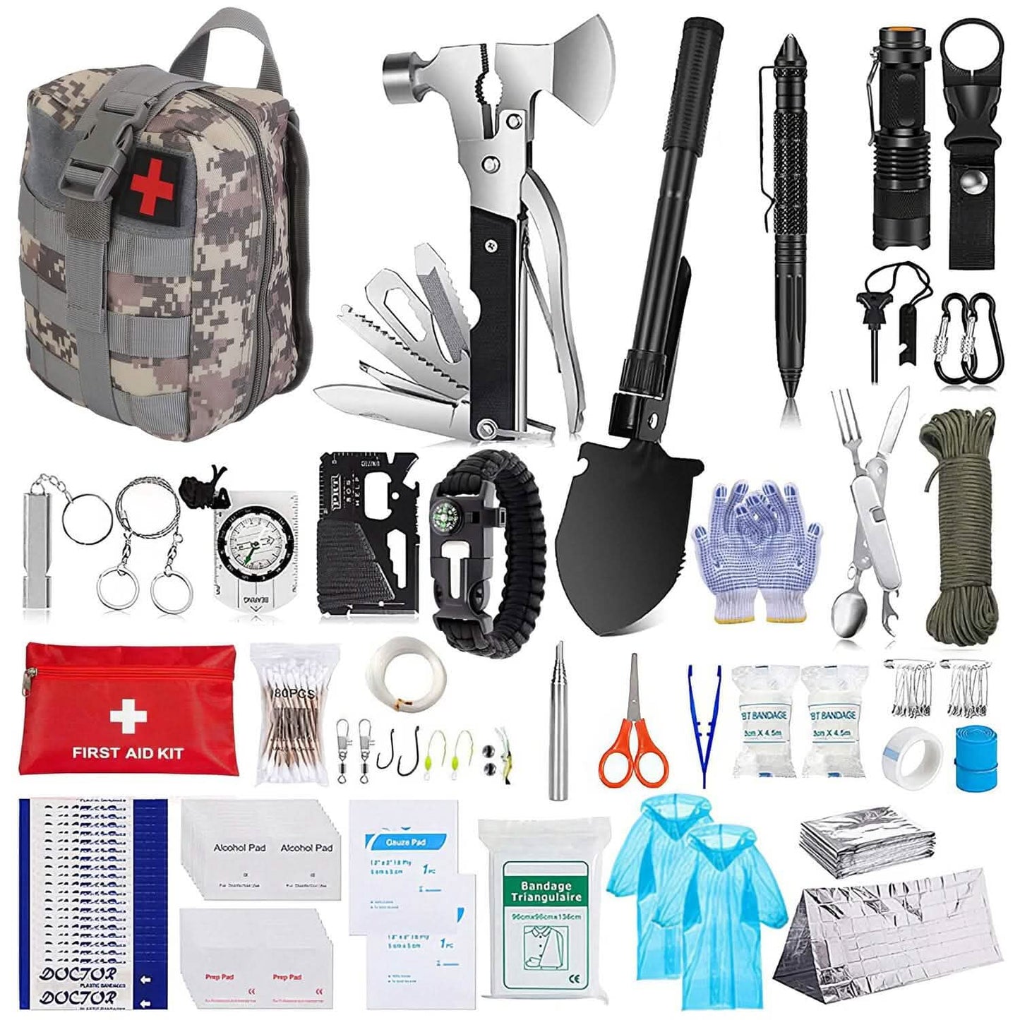 Emergency Survival Gear Tactical Kit For Outdoor Adventure
