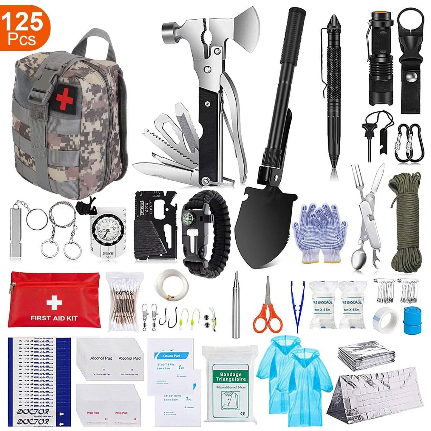 Emergency Survival Gear Tactical Kit For Outdoor Adventure