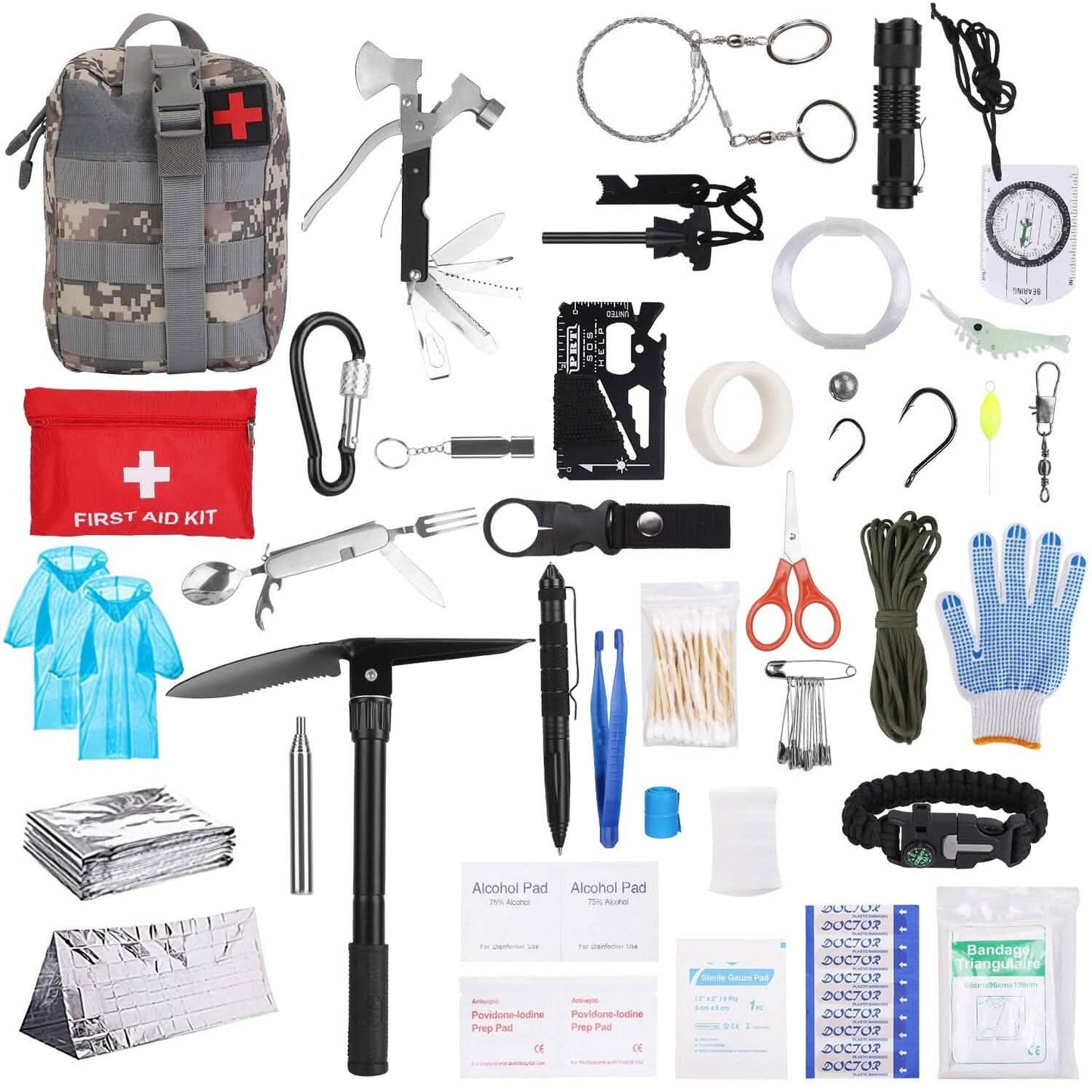 Emergency Survival Gear Tactical Kit For Outdoor Adventure