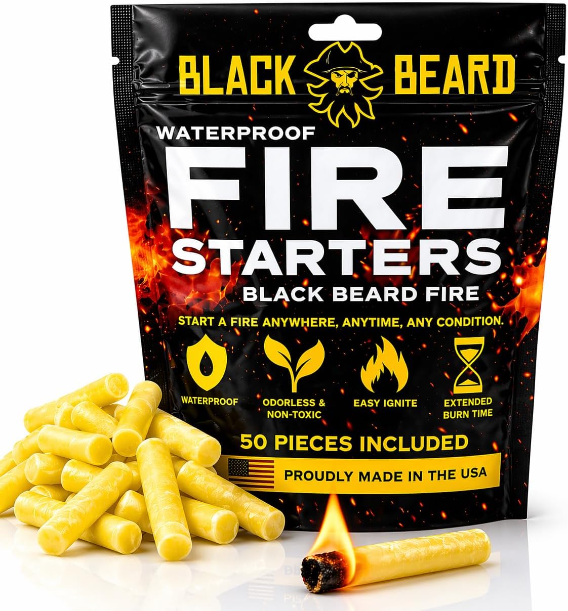 Black Beard Fire Plugs Fire Starter for Camping and Survival