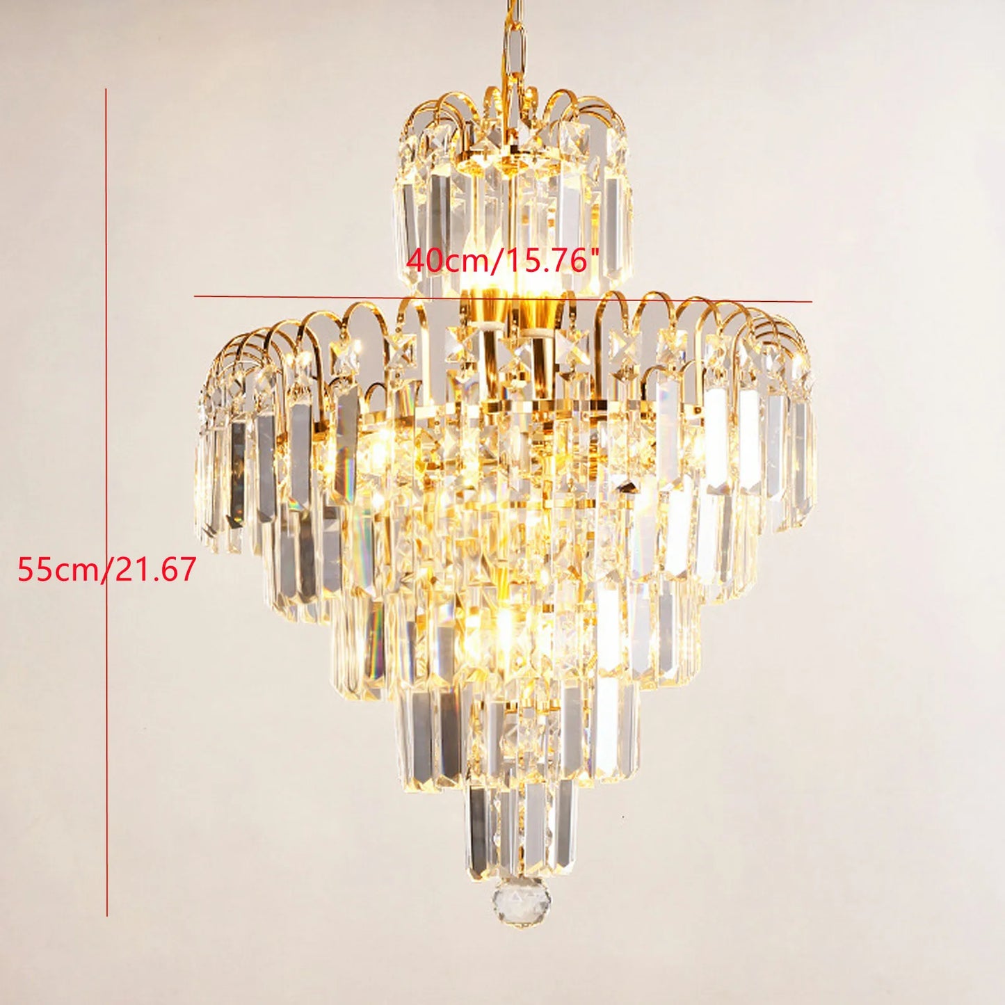 Elegant Modern Ceiling Light K9 Crystal Chandelier Pendant Lighting Fixture Lamp Metal+Glass Gold Polishing and Electroplate