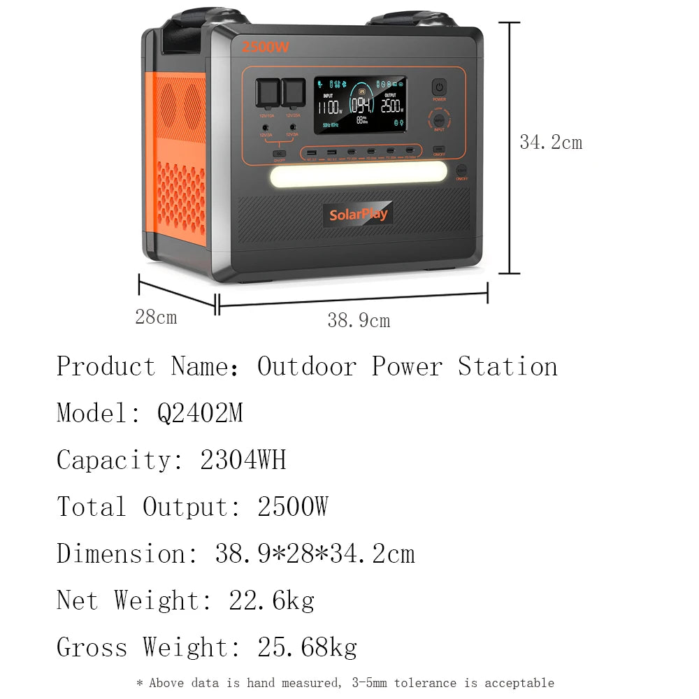 Solarplay Q2501 Q2402M Portable Power Station LiFePO4 Battery Solar Generator