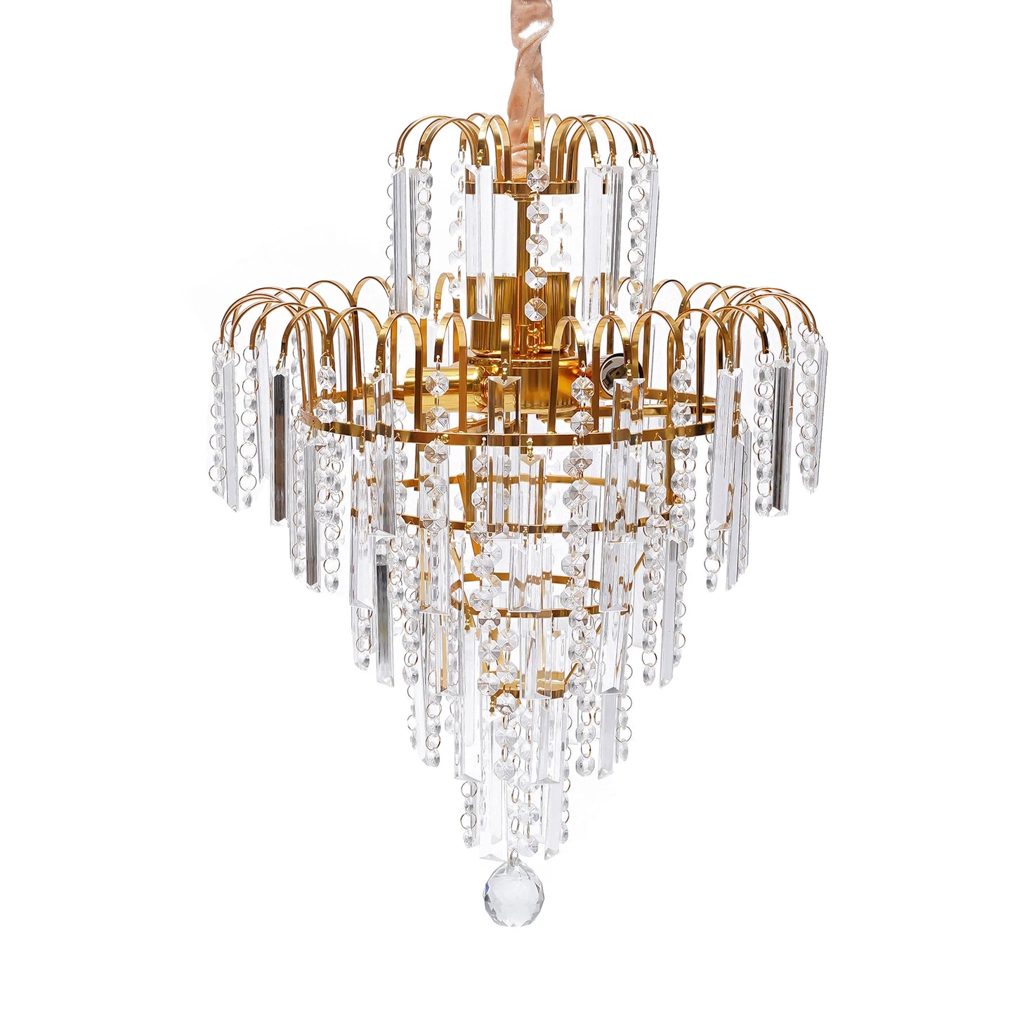 Elegant Modern Ceiling Light K9 Crystal Chandelier Pendant Lighting Fixture Lamp Metal+Glass Gold Polishing and Electroplate
