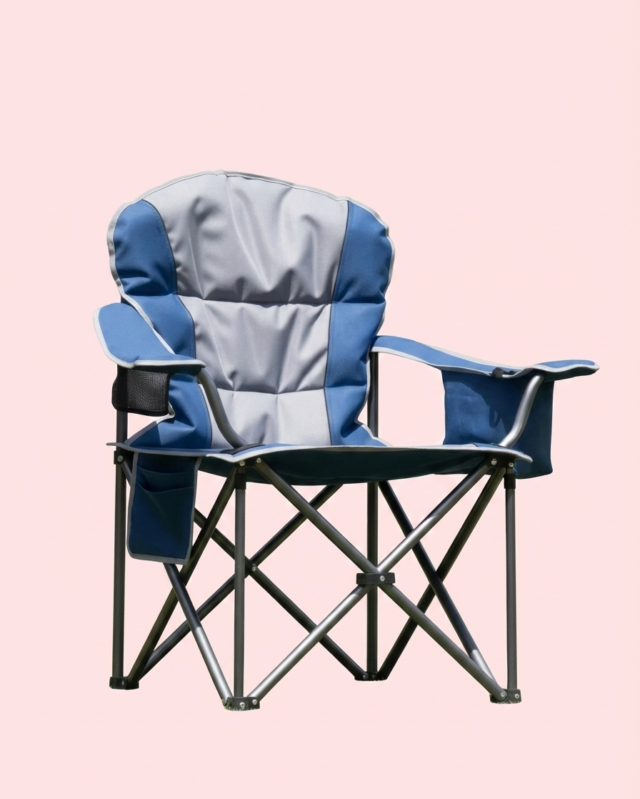 Heavy Duty Folding Camping Chair Cup Holder And Cooler Bag