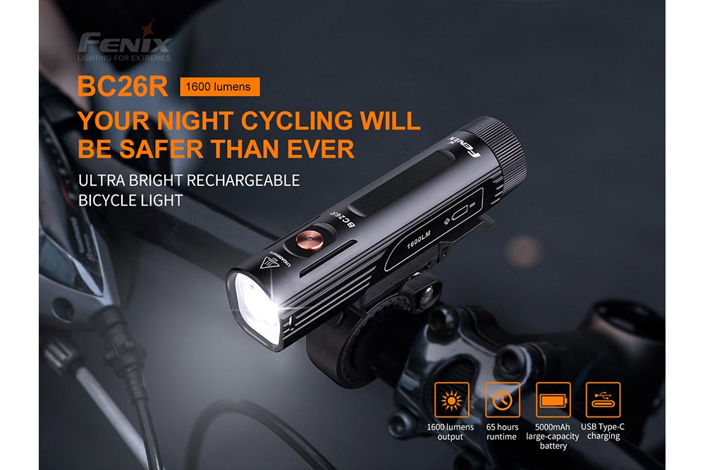 Fenix BC26R LED Bike Light 1600 Lumens USB Type C Rechargeable