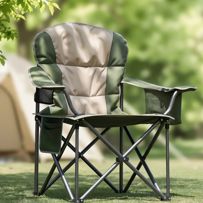 Heavy Duty Folding Camping Chair Cup Holder And Cooler Bag