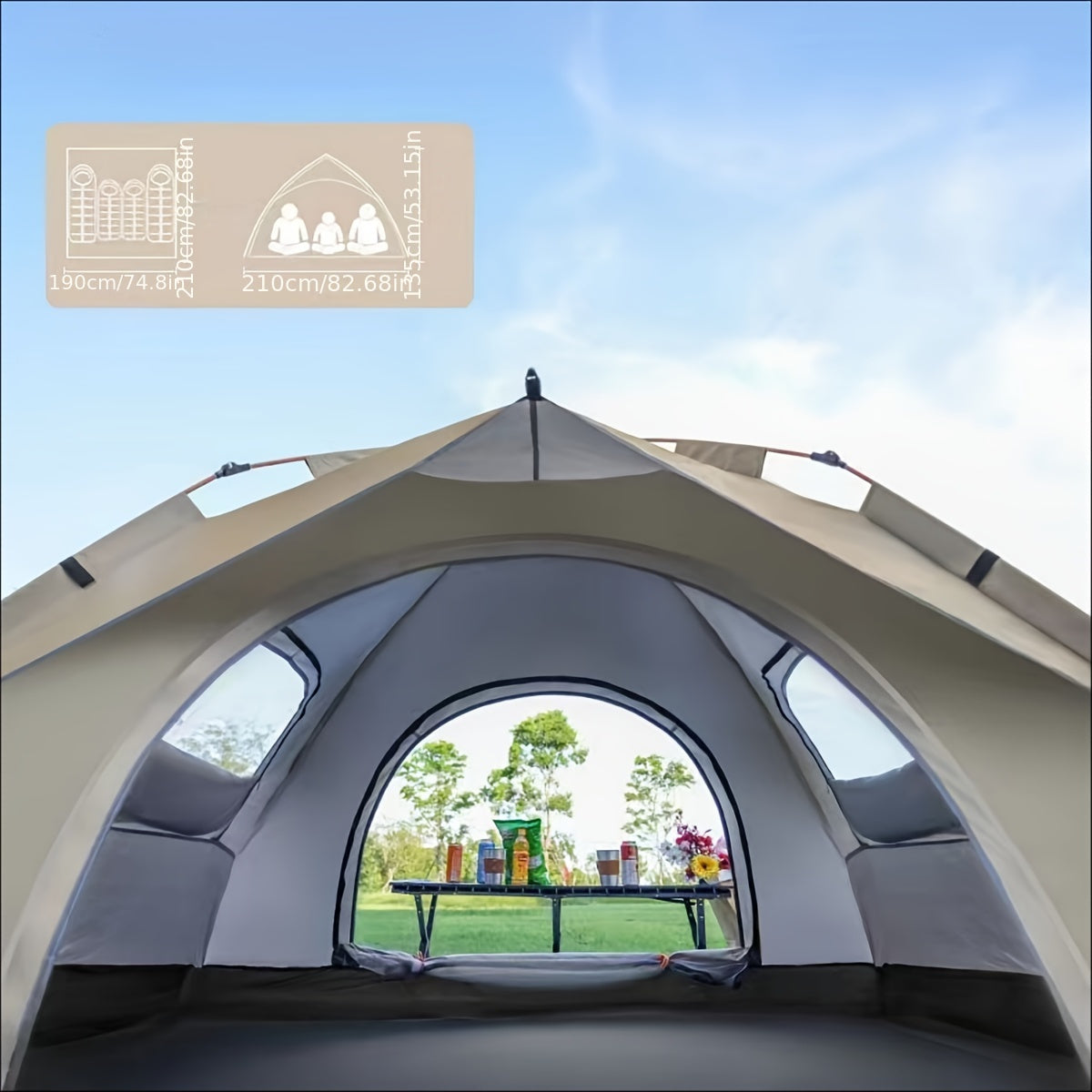 3-4 Person Instant Pop Up Camping Tent Waterproof Quick Setup Outdoor Portable