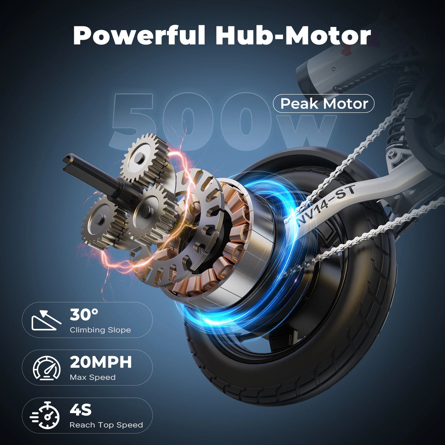 NV14-ST Electric Bike 36V 500W Peak Motor 14-Inch City Commuter