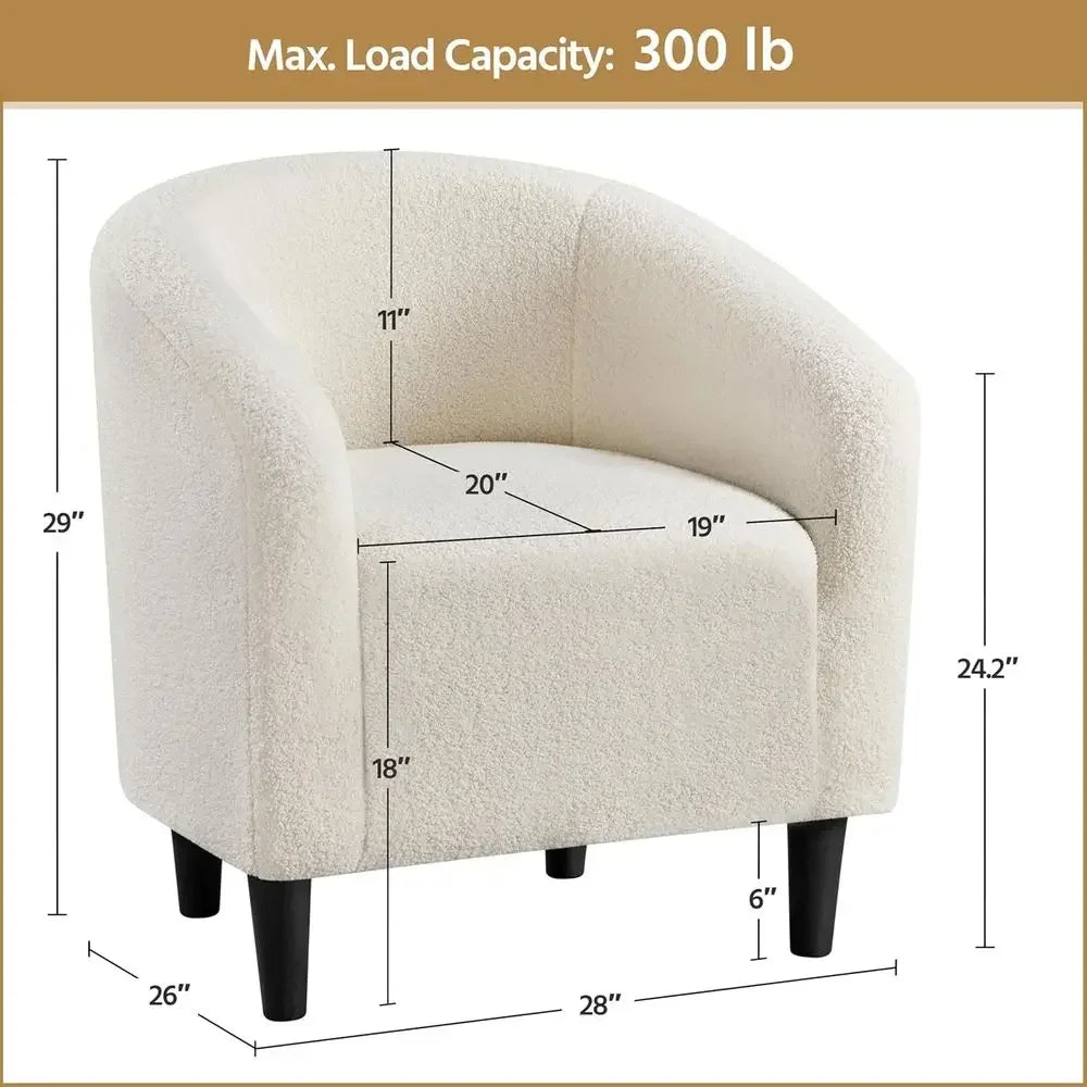 Elegant Upholstered Accent Chairs with Soft Padded Armrests, Ideal for Living Room, Bedroom, Waiting Room, Set of 2, Ivory