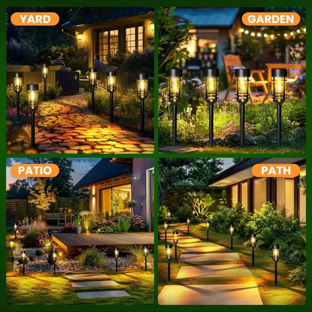 SZRSTH Solar Street Lights Outdoor 4 Pack Waterproof Landscape Path Lighting