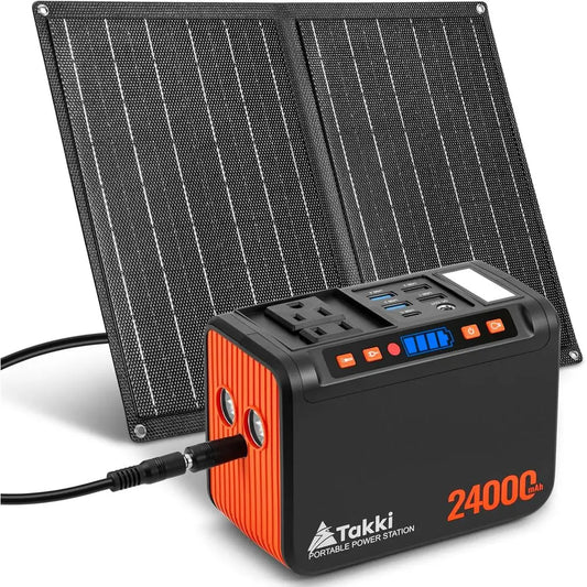 Portable Solar Generator 88.8Wh 110V Outlet With 21W Panel