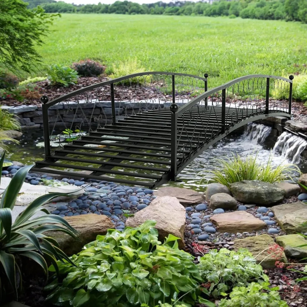 Metal Garden Bridge Durable Footbridge With Siderails