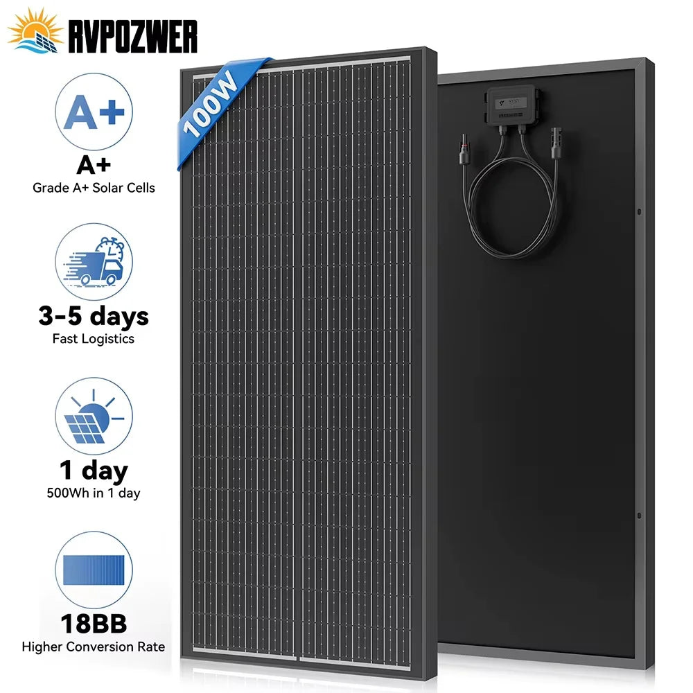 Rvpozwer 100W N-Type Monocrystalline Solar Panel For Rooftop Camping