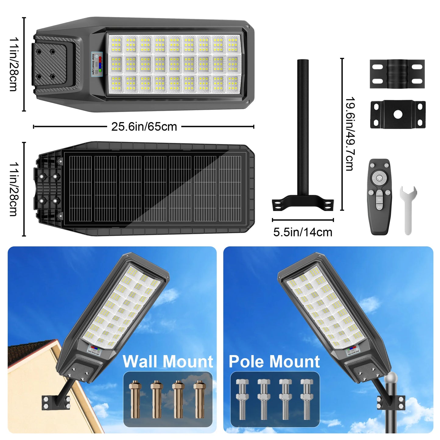 2 outdoor waterproof solar lights in local warehouse, with motion sensor, timer, constant-on mode, for yard, parking lot, IP65
