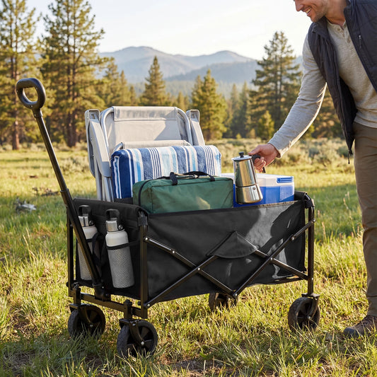 JHK Heavy Duty Collapsible Wagon Cart With Wheels 220 Lb