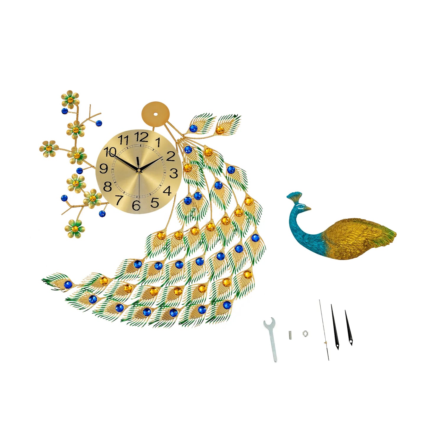 Peacock Wall Clock Modern Acrylic Digital Timepiece For Living Rooms