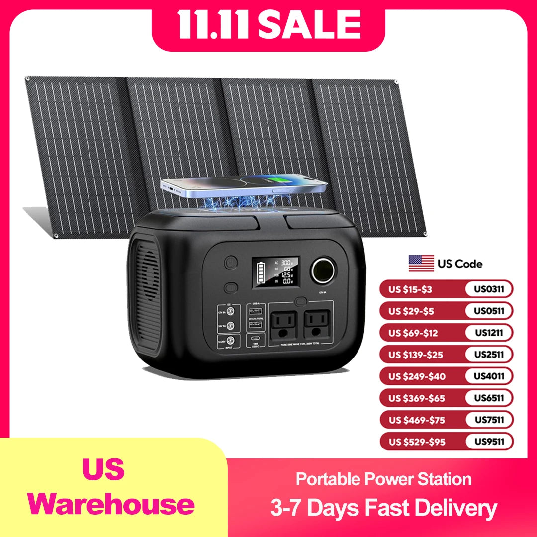 SinKeu G300 300W Portable Power Station 70400mAh Solar Generator