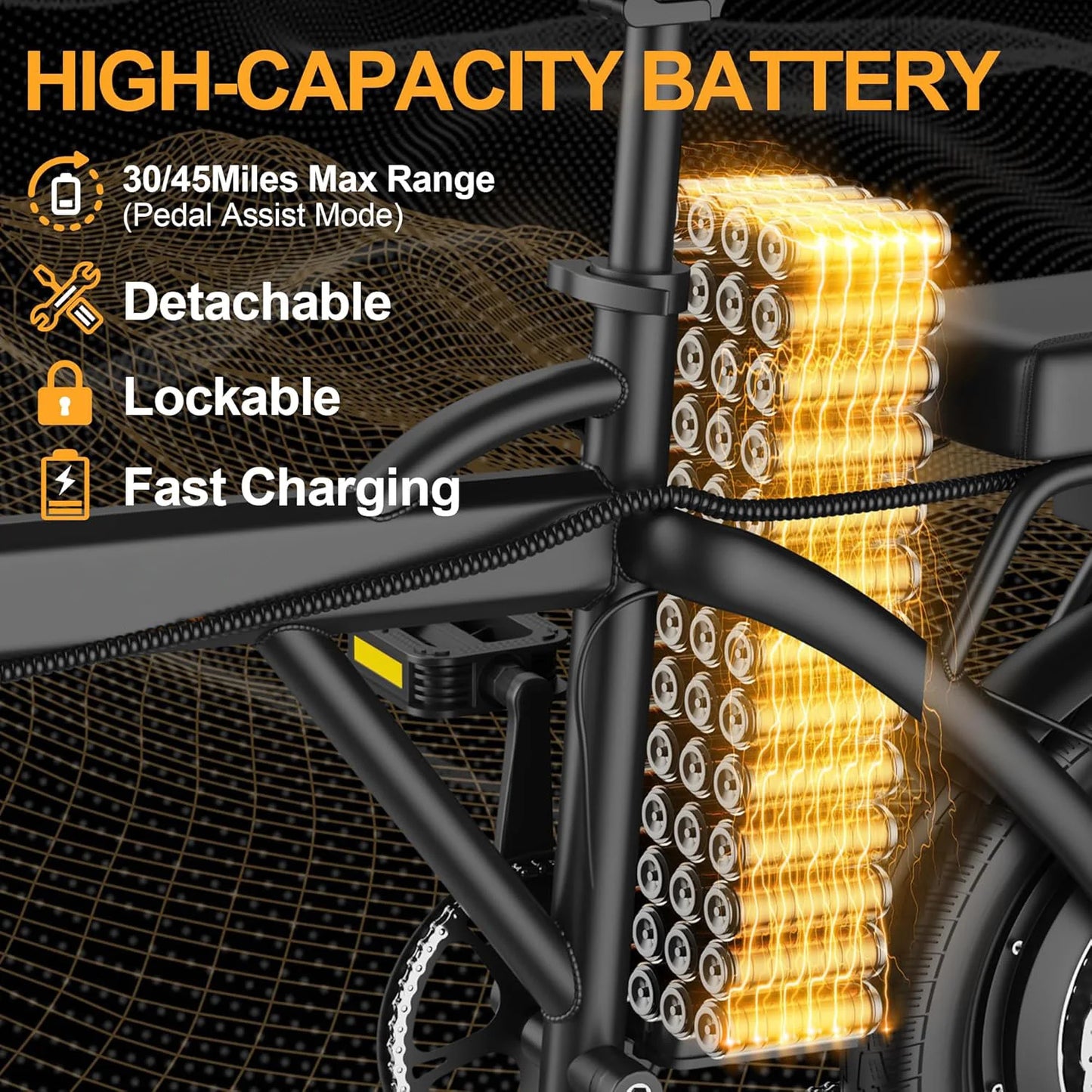 Ladped Foldable Electric Bike Dual Seat 500W 48V 30 MPH