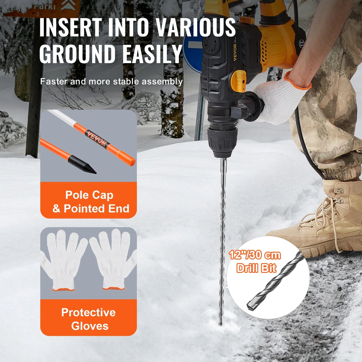 SucceBuy Driveway Markers Reflective Fiberglass Poles For Parking Lots
