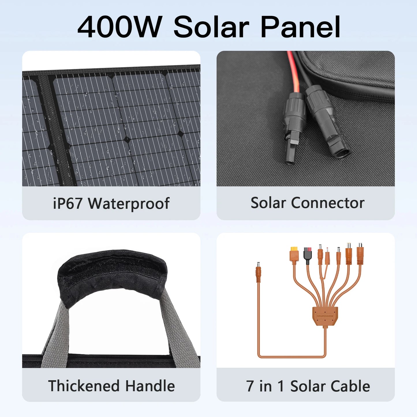 MHPOWOS 400W Portable Foldable Solar Panel For Power Stations