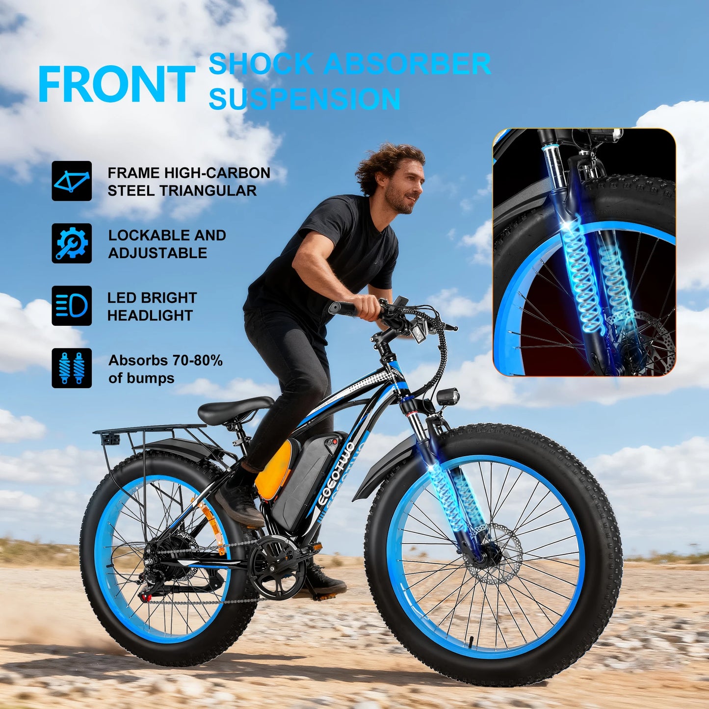 EOEOTWO Electric Fat Tire Bike 1500W Peak With 960Wh Battery