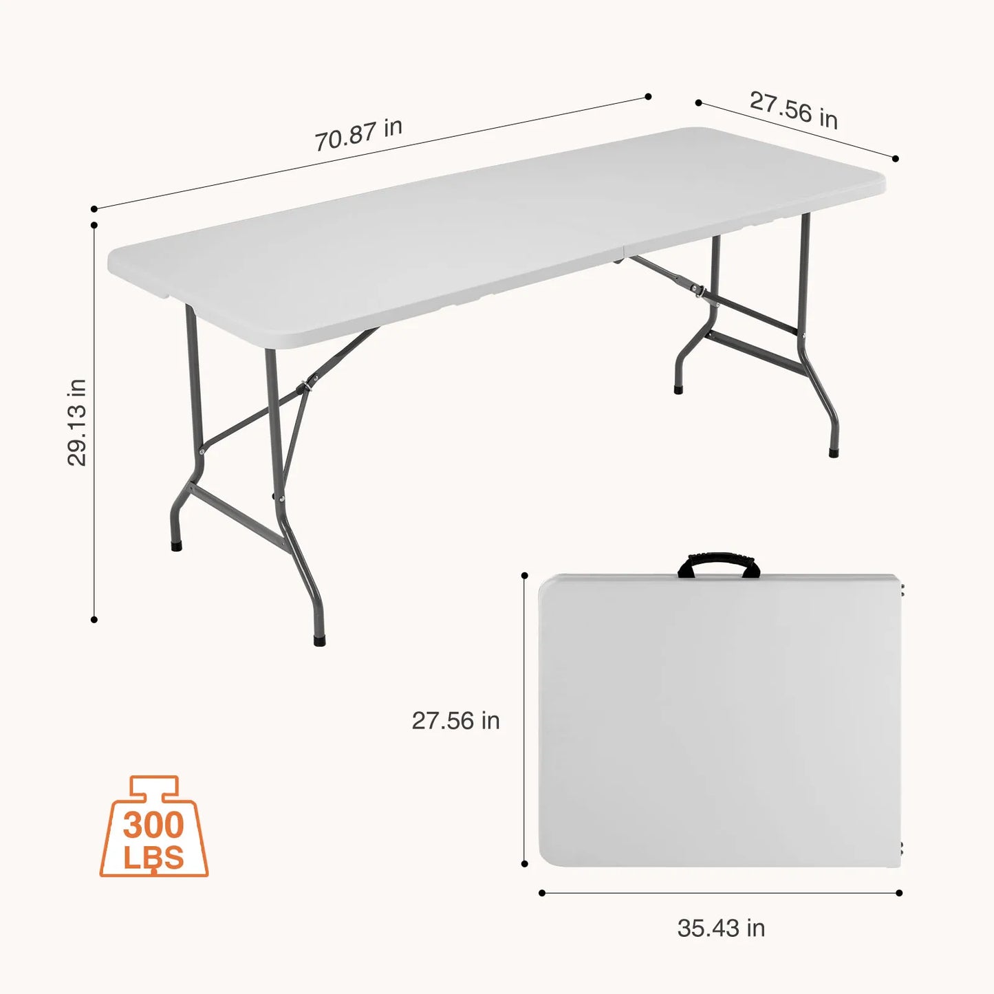 JHK Portable Folding Table Outdoor Carry Handle Safety Lock