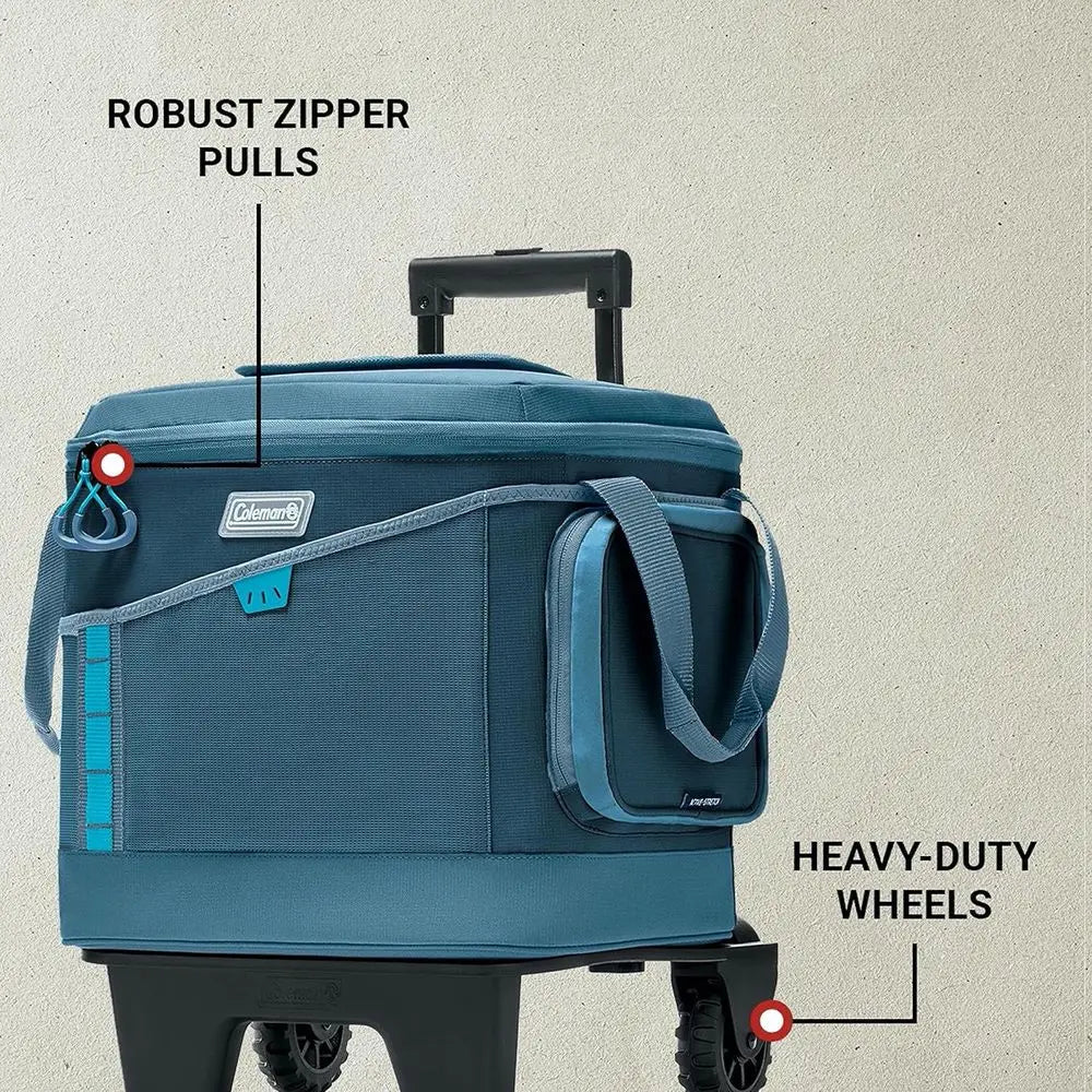 Wheeled Soft Cooler With Expandable Pockets Keeps Ice Cold 34 Hours