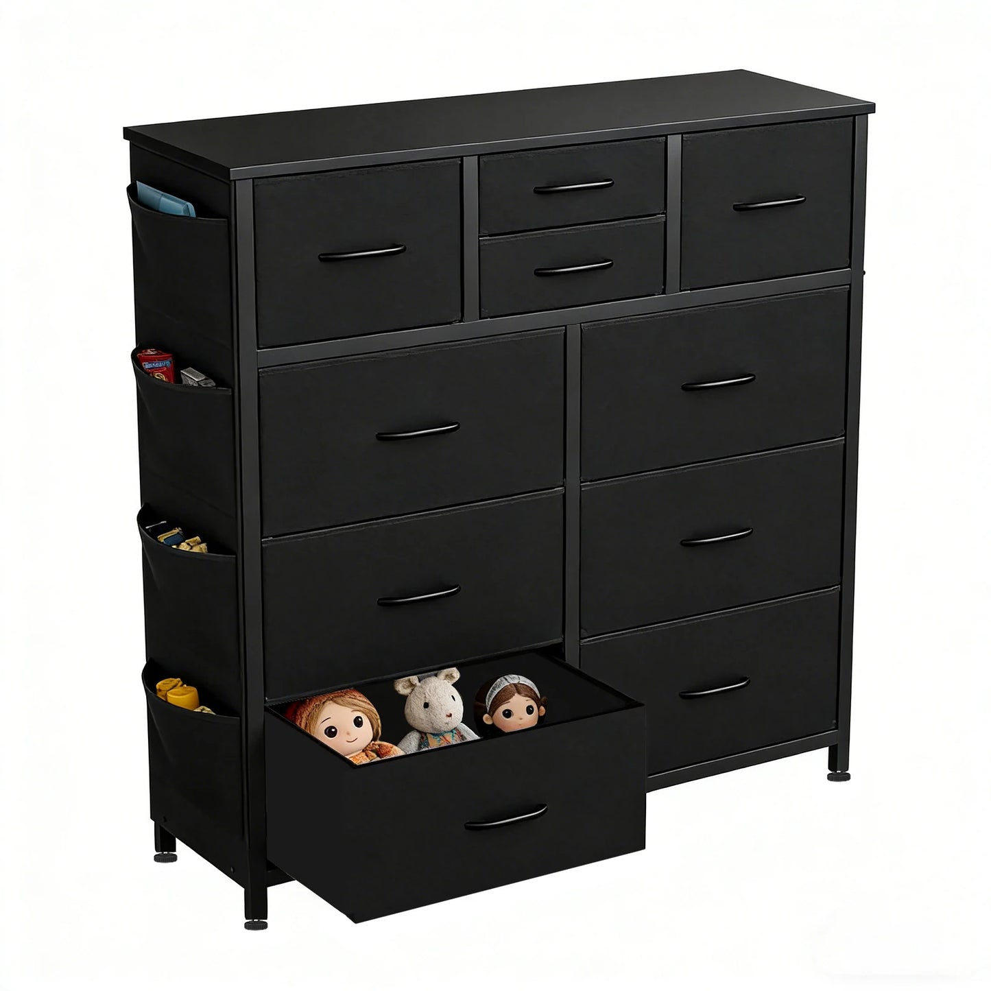 JHK Living Room Fabric Drawers Cabinet With Steel Frame Organizer