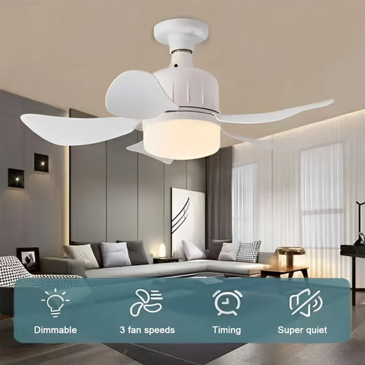 Indoor Ceiling Fan Light 17.7 Inch Ceiling Fan Lamp E27 Base 3 Speeds Light Bulb Fan with Socket for Bedroom Living Room Balcony