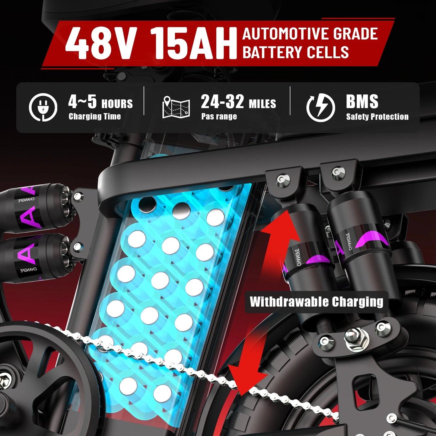 UPlee GE5 Adult Electric Bike 500W Peak Motor Removable Battery