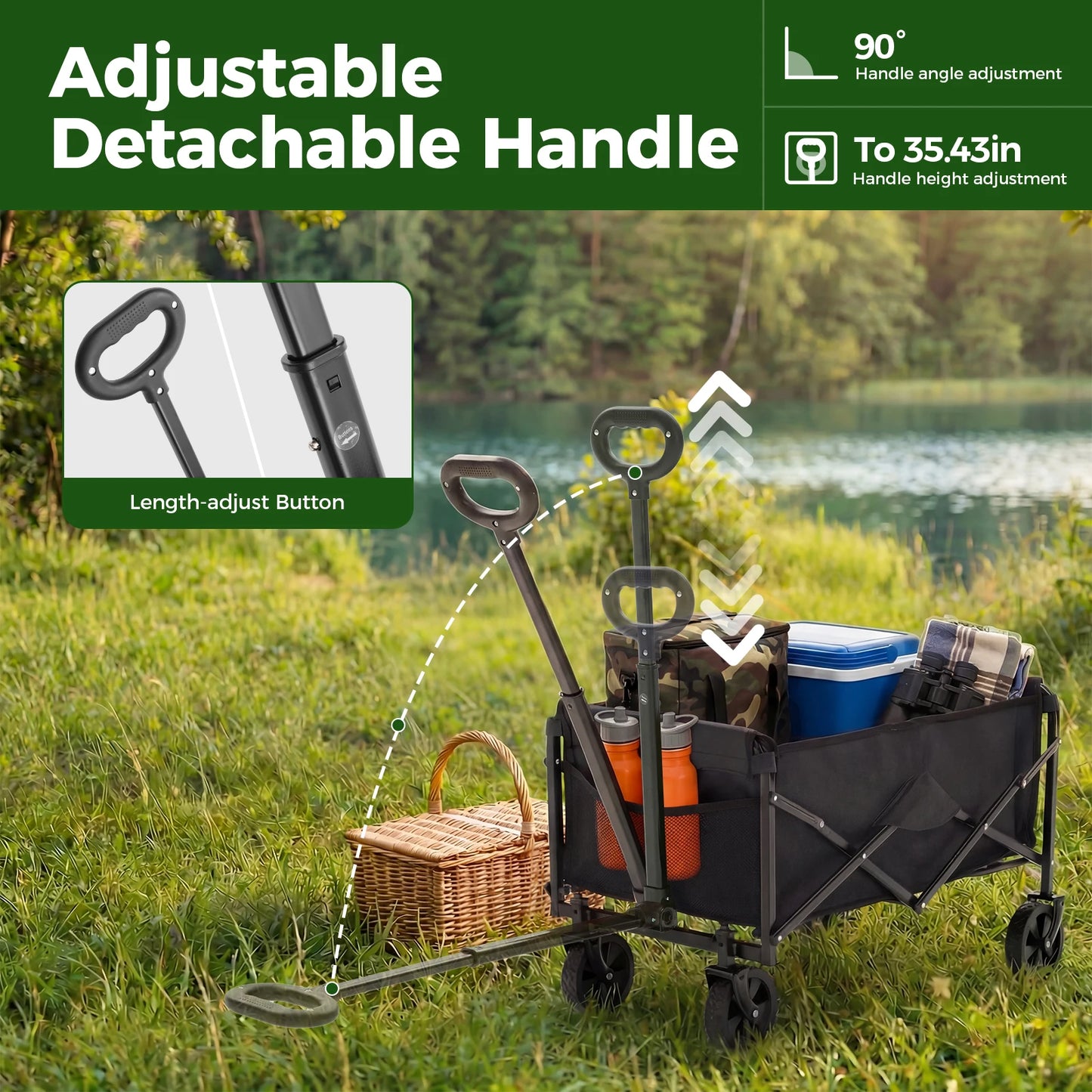 JHK Heavy Duty Collapsible Wagon Cart With Wheels 220 Lb