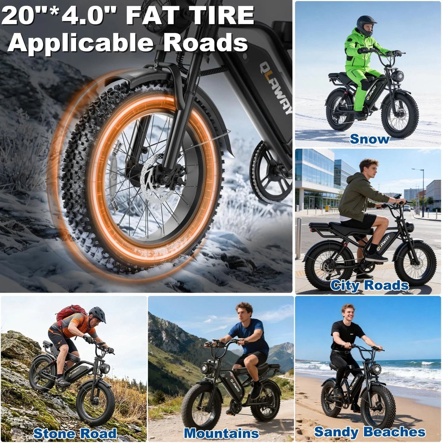 Off-Road 48V 1500W Electric Bike For Adults, 70 Miles Range