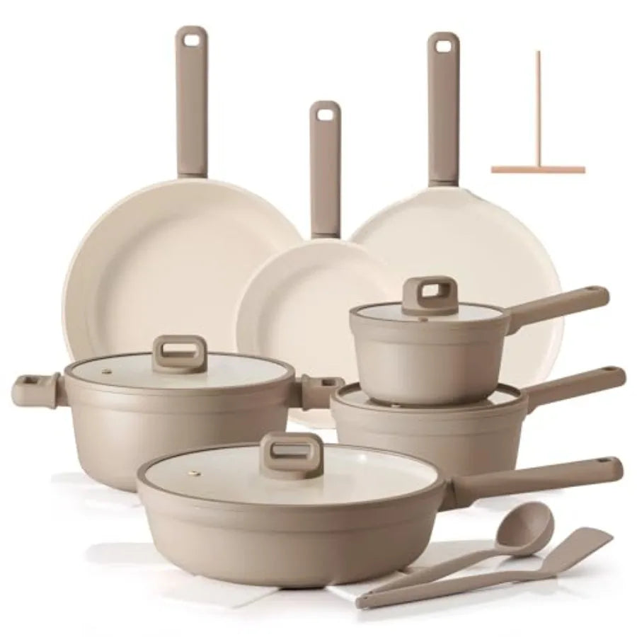 20Pcs Pots and Pans Set Nonstick, Ceramic Cookware Set Non Stick, Non-toxic Healthy Kitchen Cooking Set, Induction Compatible,