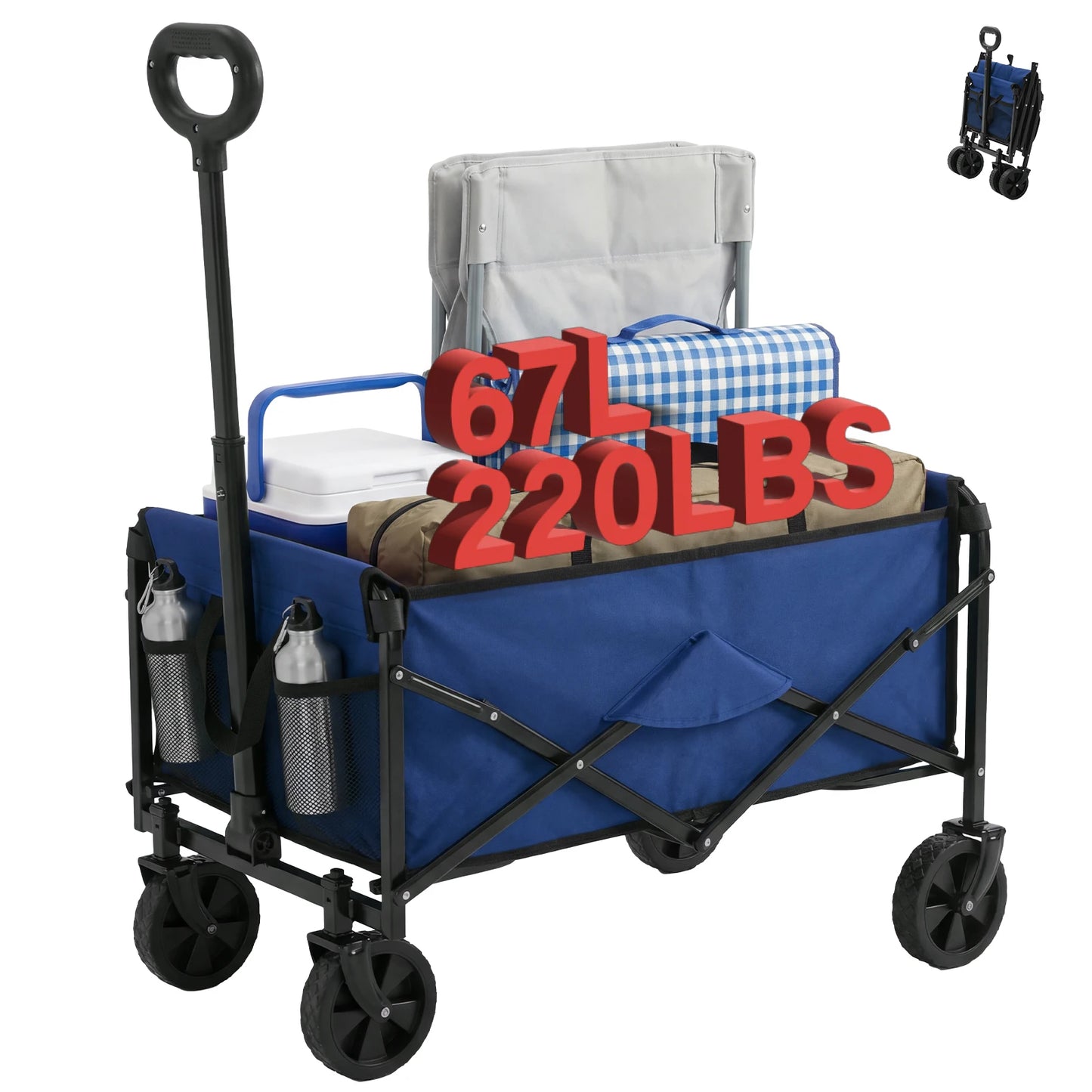 JHK Heavy Duty Collapsible Wagon Cart With Wheels 220 Lb