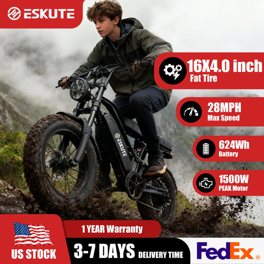 Eskute V100 Electric Bike 1500W Peak Suspension 60 Mile Range