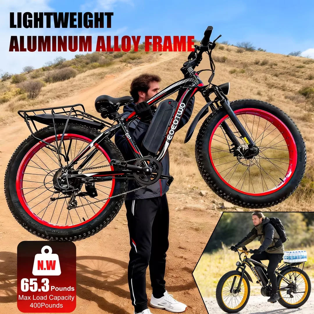 EOEOTWO 34MPH 1500W Electric Fat Tire Ebike With 48V 15Ah Battery