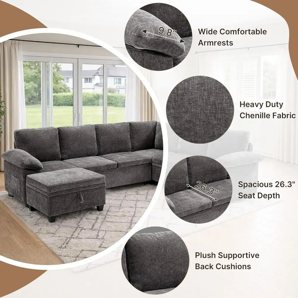 Sectional Sofa Bed With Storage And Pull Out Couch