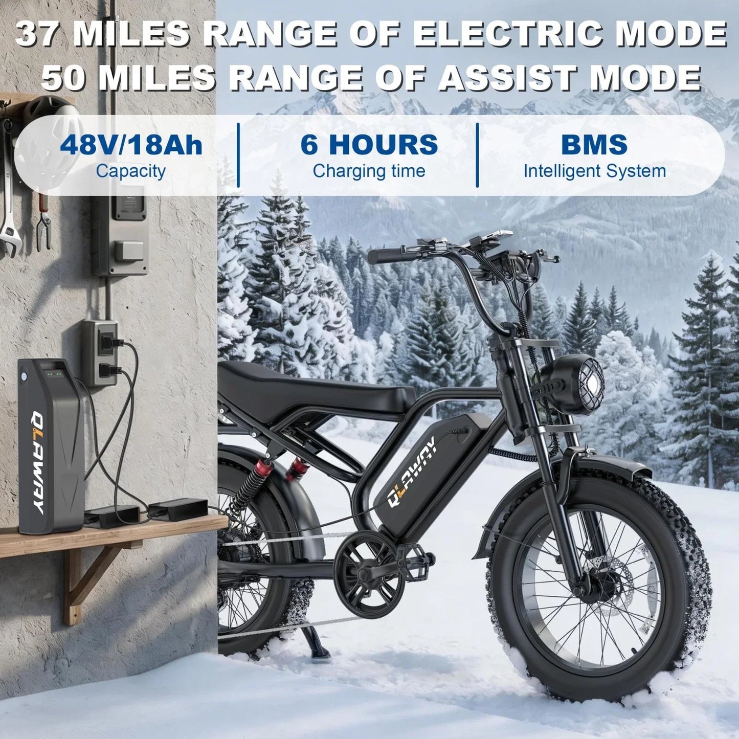 Off-Road 48V 1500W Electric Bike For Adults, 70 Miles Range