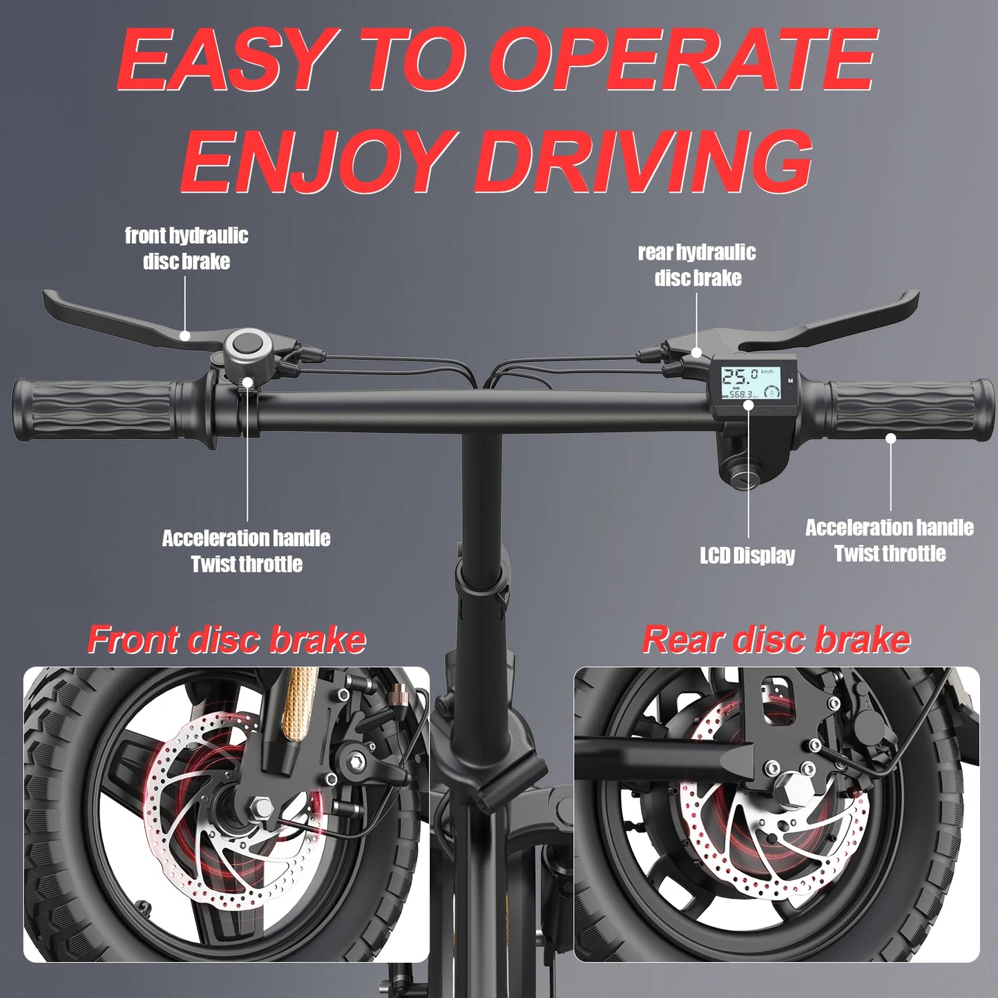 UPlee GE5 Folding Electric Bike 48V 15Ah Battery 30 Miles