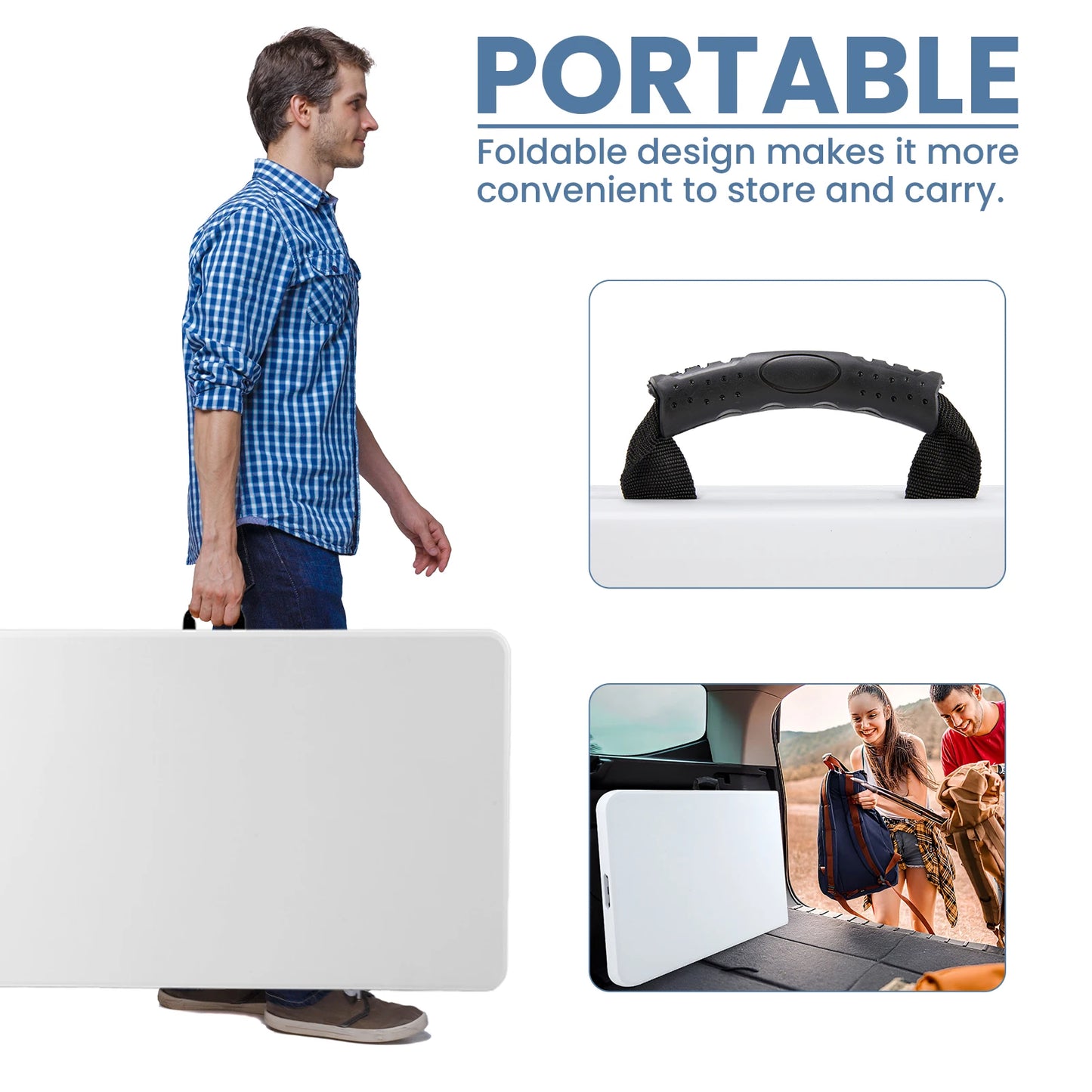 JHK Portable Folding Table Outdoor Carry Handle Safety Lock