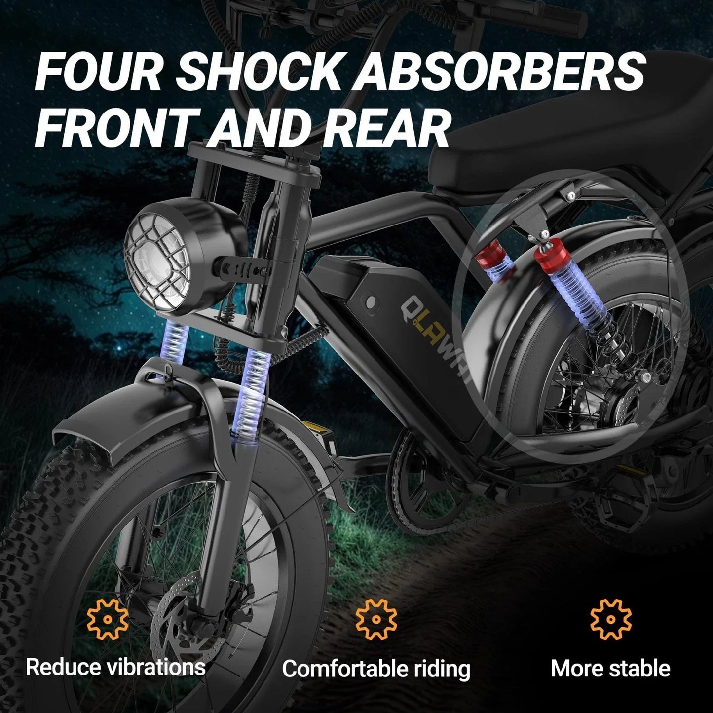 Off-Road 48V 1500W Electric Bike For Adults, 70 Miles Range