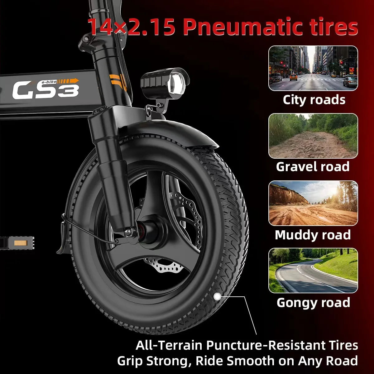 UPlee Electric Bike 500W Brushless Motor 48V Battery Long Range