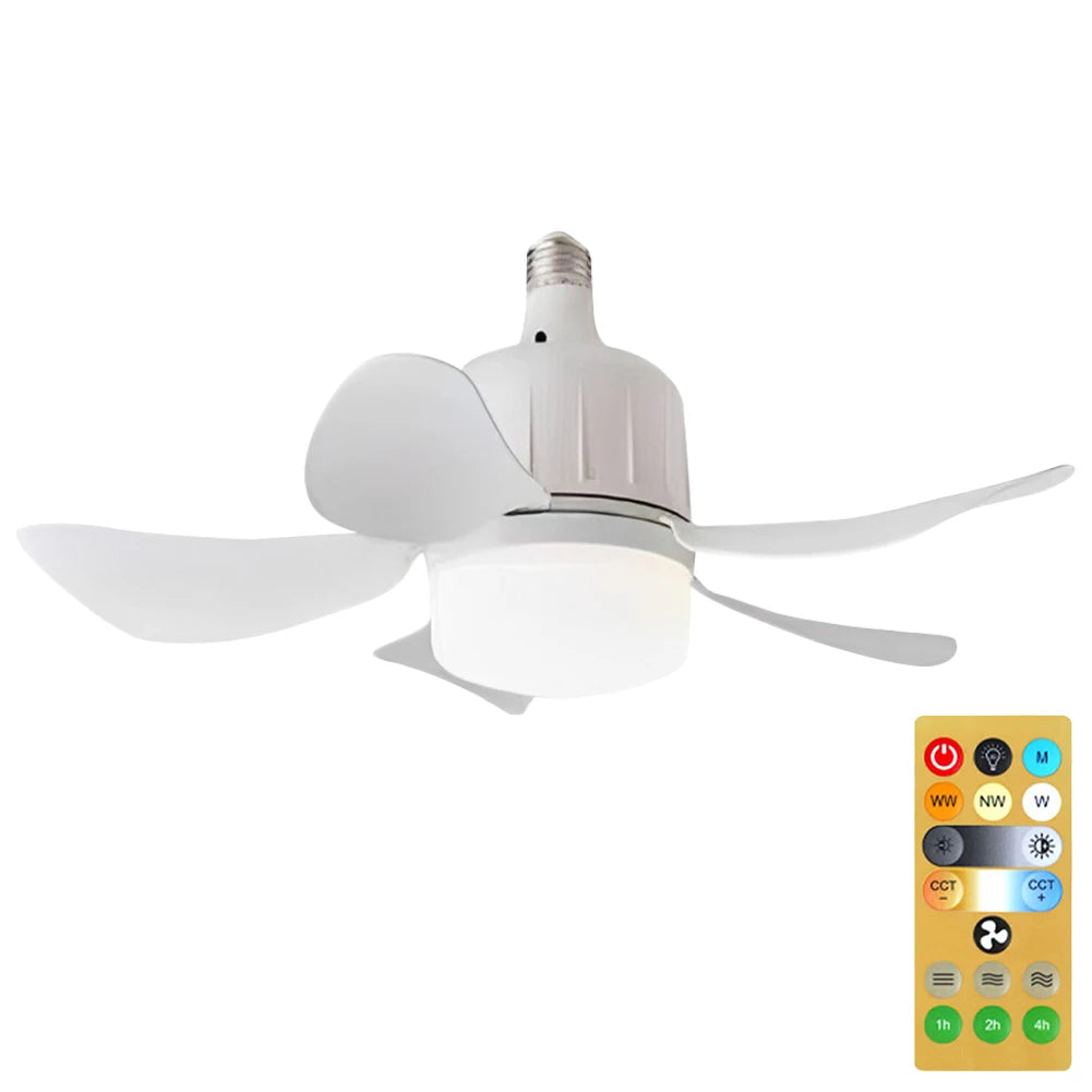 Indoor Ceiling Fan Light 17.7 Inch Ceiling Fan Lamp E27 Base 3 Speeds Light Bulb Fan with Socket for Bedroom Living Room Balcony