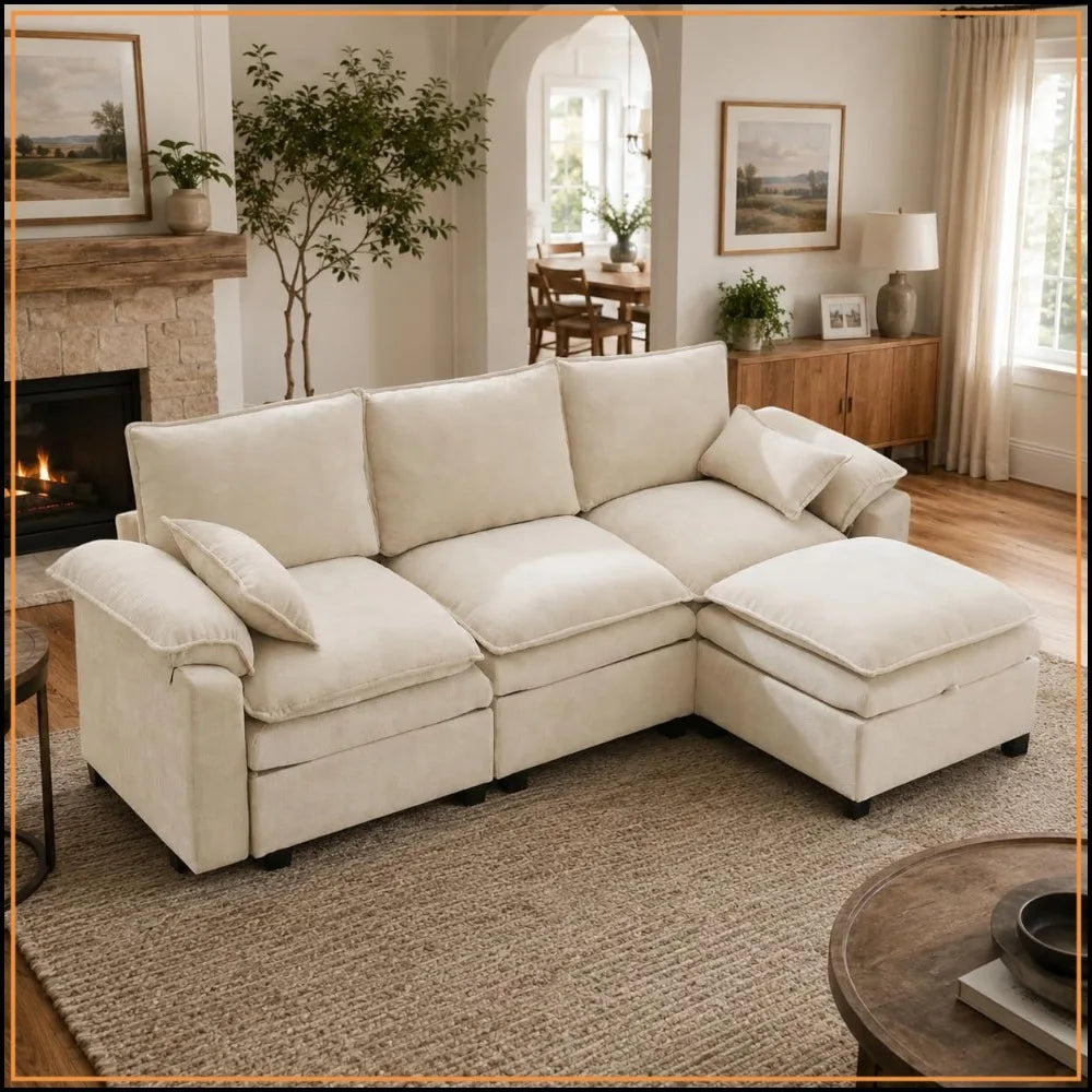 Cloud Chenille U Shaped Modular Sectional Sofa For Living Room