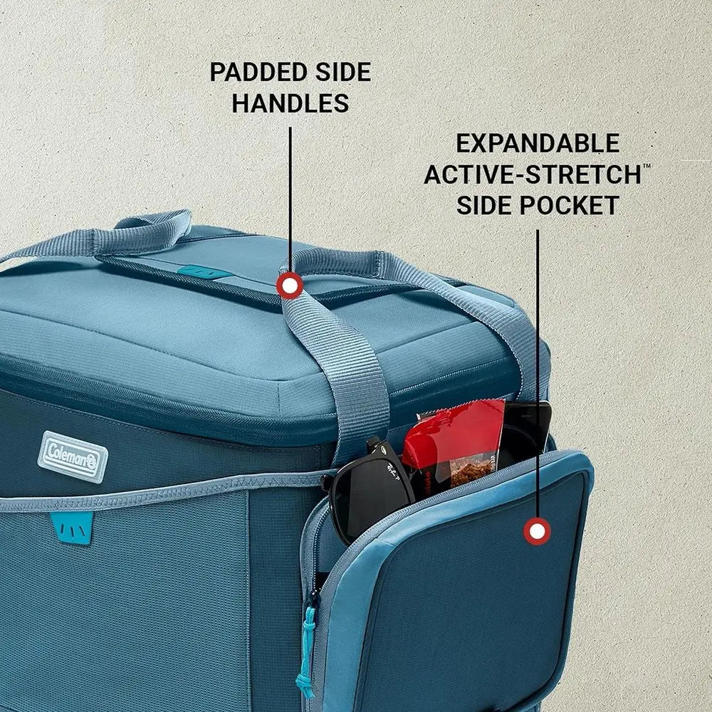 Wheeled Soft Cooler With Expandable Pockets Keeps Ice Cold 34 Hours